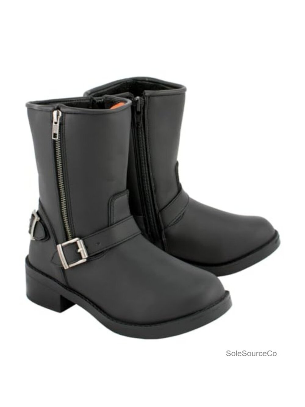 Women's Engineer Style Mid-Calf Motorcycle Boots Side Zip